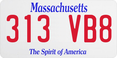 MA license plate 313VB8