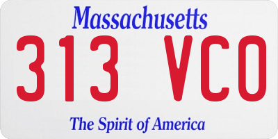 MA license plate 313VC0