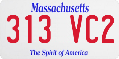 MA license plate 313VC2