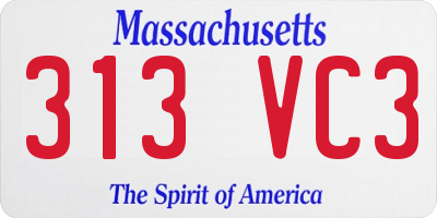 MA license plate 313VC3