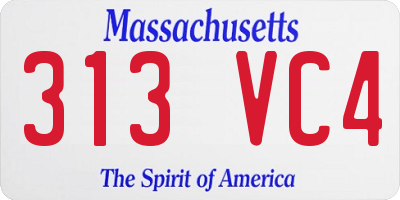 MA license plate 313VC4