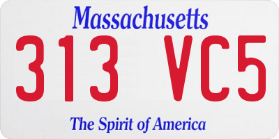 MA license plate 313VC5