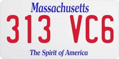 MA license plate 313VC6