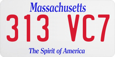 MA license plate 313VC7