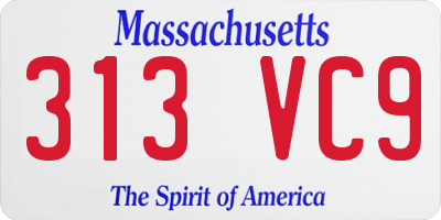MA license plate 313VC9