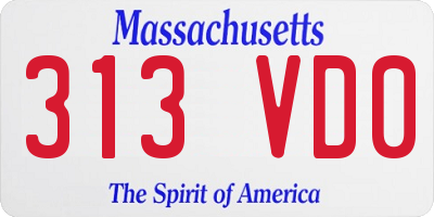 MA license plate 313VD0