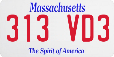 MA license plate 313VD3