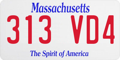 MA license plate 313VD4
