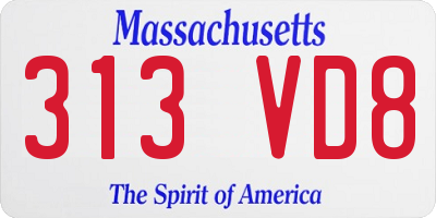 MA license plate 313VD8