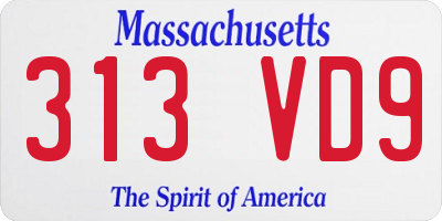 MA license plate 313VD9