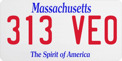 MA license plate 313VE0