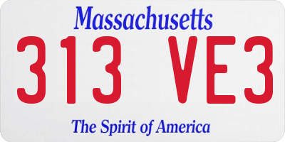 MA license plate 313VE3