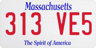 MA license plate 313VE5