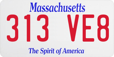 MA license plate 313VE8