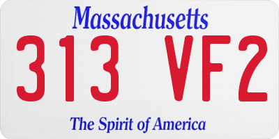 MA license plate 313VF2