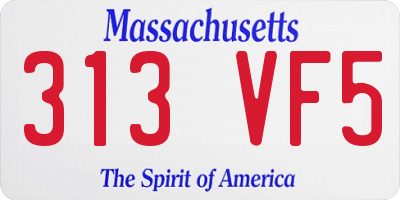 MA license plate 313VF5