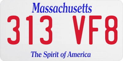 MA license plate 313VF8
