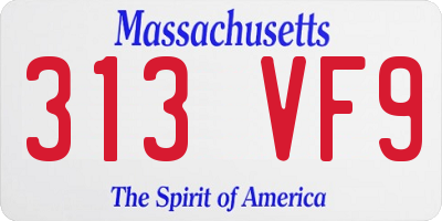 MA license plate 313VF9