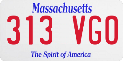 MA license plate 313VG0