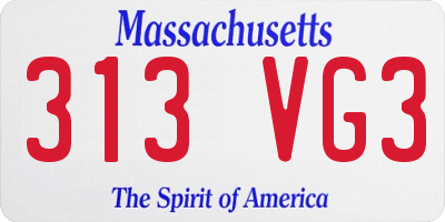 MA license plate 313VG3