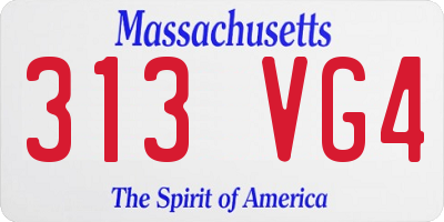 MA license plate 313VG4
