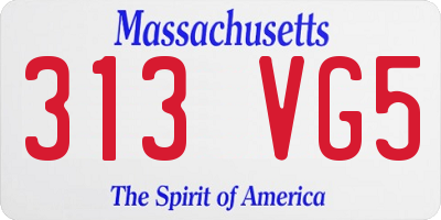 MA license plate 313VG5