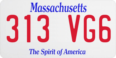 MA license plate 313VG6