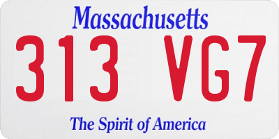 MA license plate 313VG7