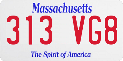 MA license plate 313VG8