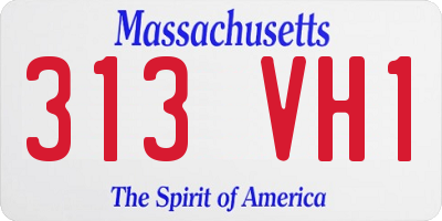 MA license plate 313VH1