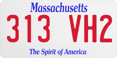 MA license plate 313VH2