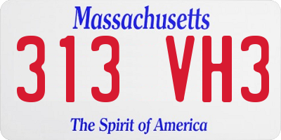 MA license plate 313VH3