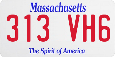 MA license plate 313VH6