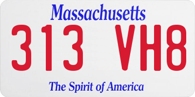MA license plate 313VH8