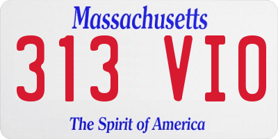 MA license plate 313VI0