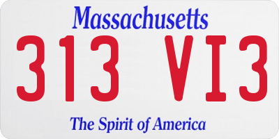 MA license plate 313VI3
