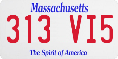 MA license plate 313VI5