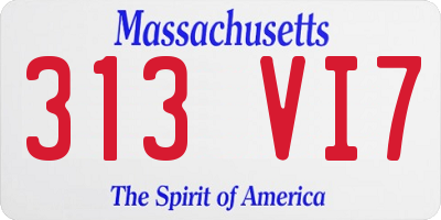 MA license plate 313VI7