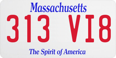 MA license plate 313VI8