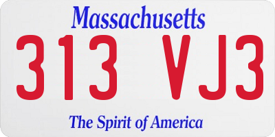 MA license plate 313VJ3