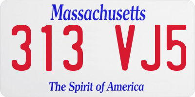 MA license plate 313VJ5