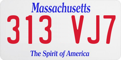 MA license plate 313VJ7