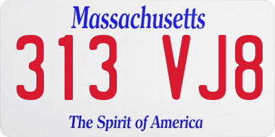 MA license plate 313VJ8
