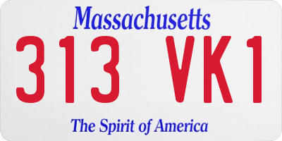 MA license plate 313VK1