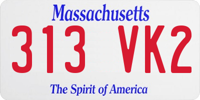 MA license plate 313VK2