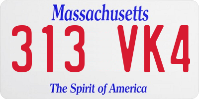 MA license plate 313VK4