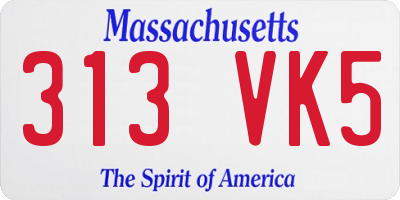 MA license plate 313VK5