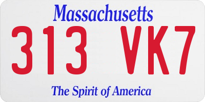 MA license plate 313VK7