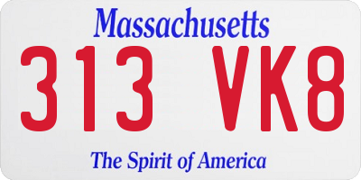 MA license plate 313VK8