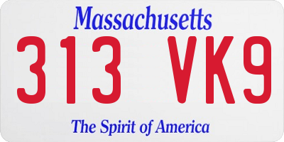 MA license plate 313VK9